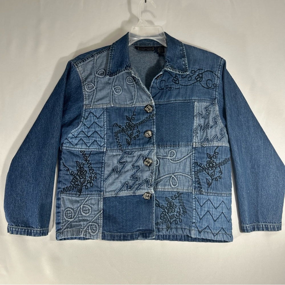 New Direction Patchwork Denim Jacket With Embroid… - image 1